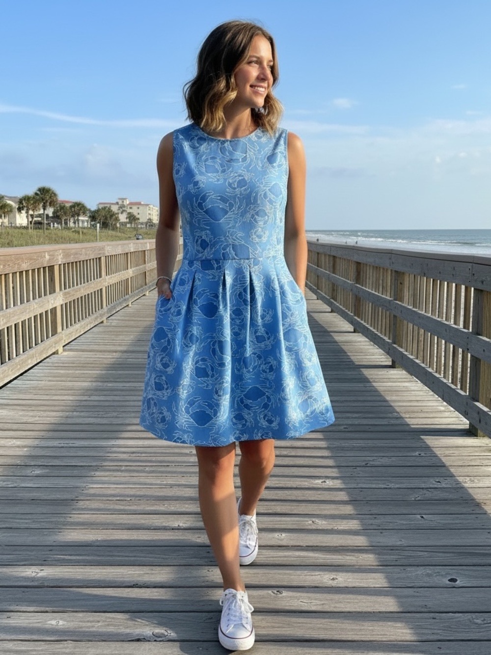 Sailor Sailor Olivia Shoreline crab dress boardwalk pockets NWT